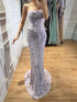 Luxury Lilac Strapless Beaded Peplum Mermaid Evening Dress LA73776 SERENE HILL