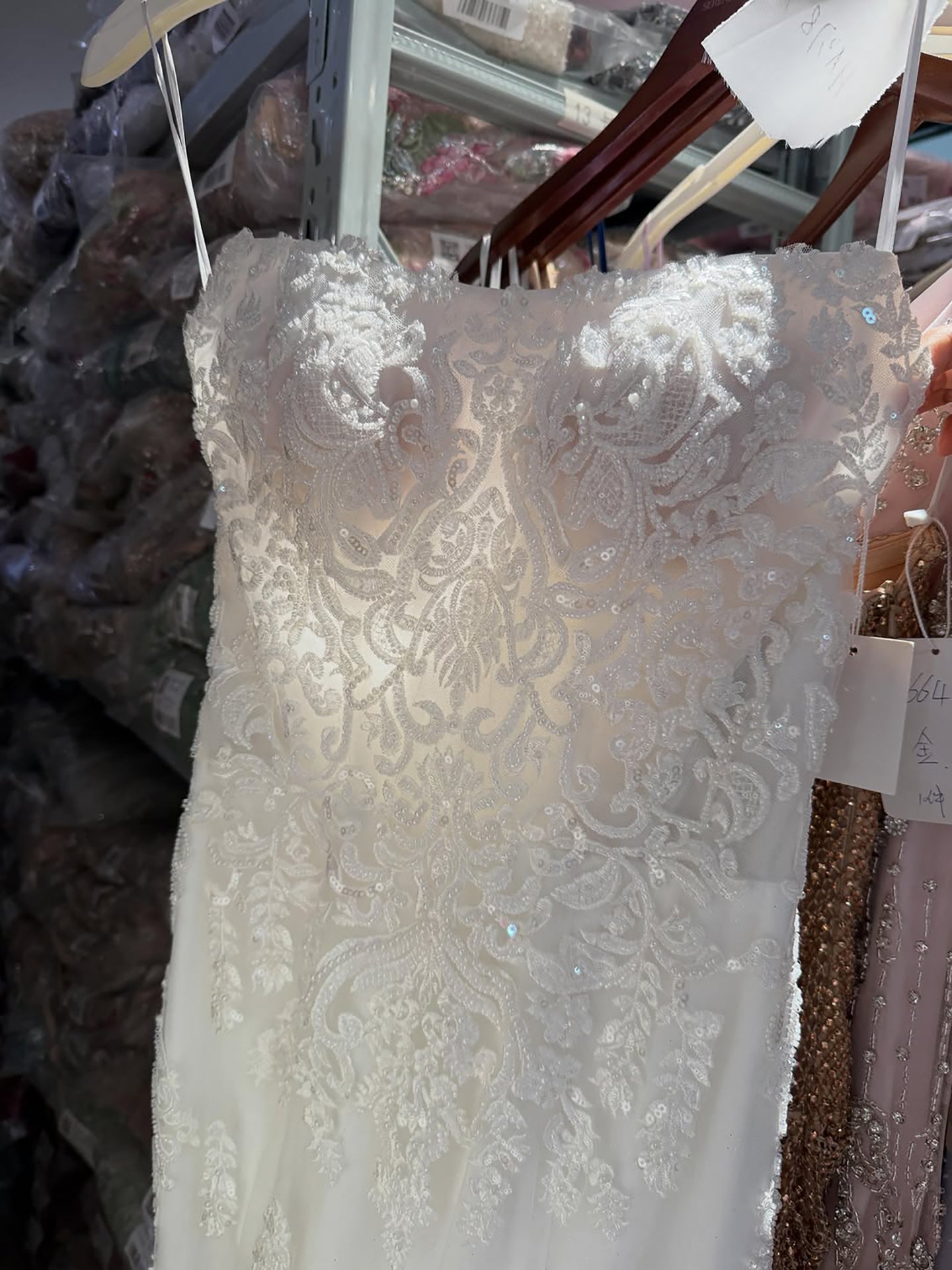 Luxury White Beaded Lace Strapless Mermaid Wedding Dress LA73778 SERENE HILL