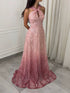 Luxury Pink Ombre Cross-Neck Beaded A-Line Gown LA73783 SERENE HILL