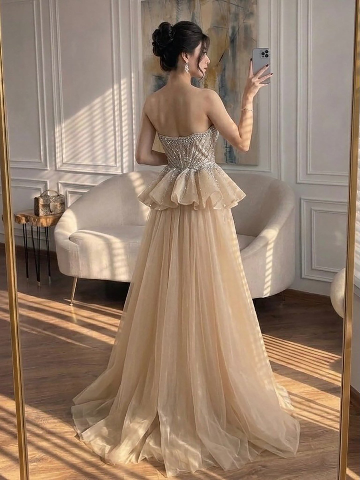 Luxury Nude Sweetheart Beaded Mermaid Dress with Overskirt LA73786 SERENE HILL