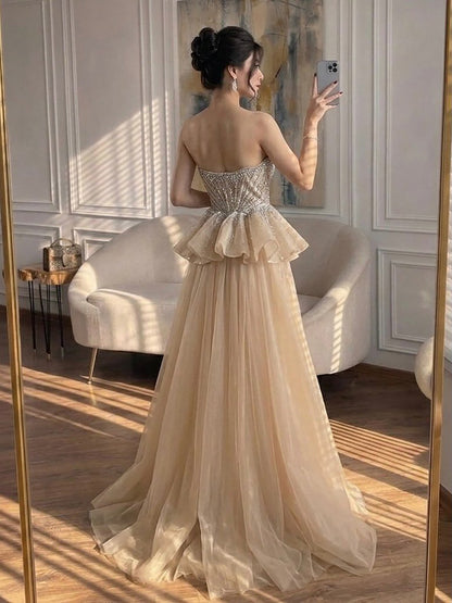Luxury Nude Sweetheart Beaded Mermaid Dress with Overskirt LA73786 SERENE HILL