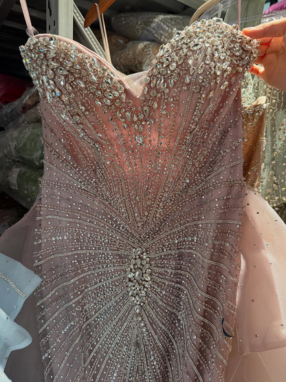 Luxury Nude Sweetheart Beaded Mermaid Dress with Overskirt LA73786 SERENE HILL