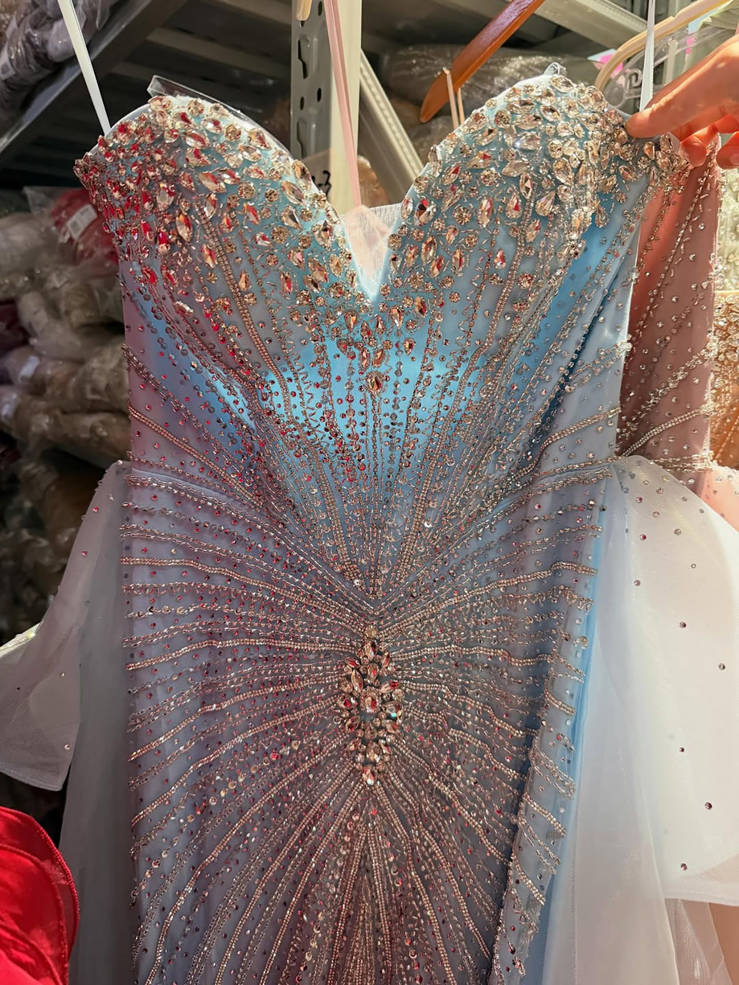 Luxury Nude Sweetheart Beaded Mermaid Dress with Overskirt LA73786 SERENE HILL