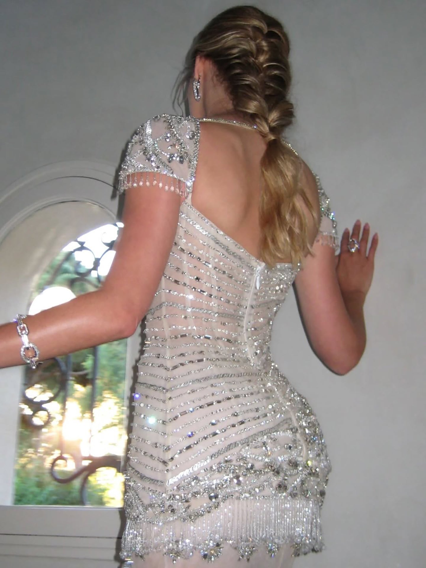 Luxury White Caramel Beaded Cap Sleeve Mermaid Dress LA73798 SERENE HILL