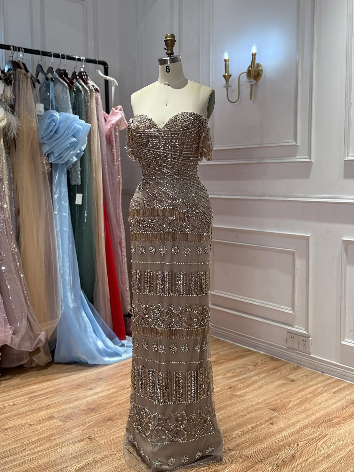 Luxury White Beaded Cap Sleeve Mermaid Dress LA73798