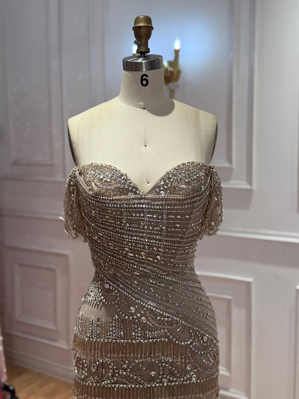 Luxury White Beaded Cap Sleeve Mermaid Dress LA73798
