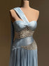 Luxury Blue One Shoulder Crystal Pleated Evening Dress LA73799 SERENE HILL