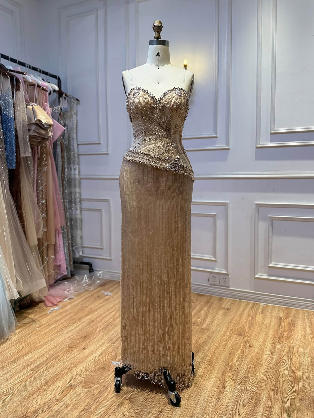 Luxury Tiffany  Sweetheart Beaded Fringe Evening Dress LA73800