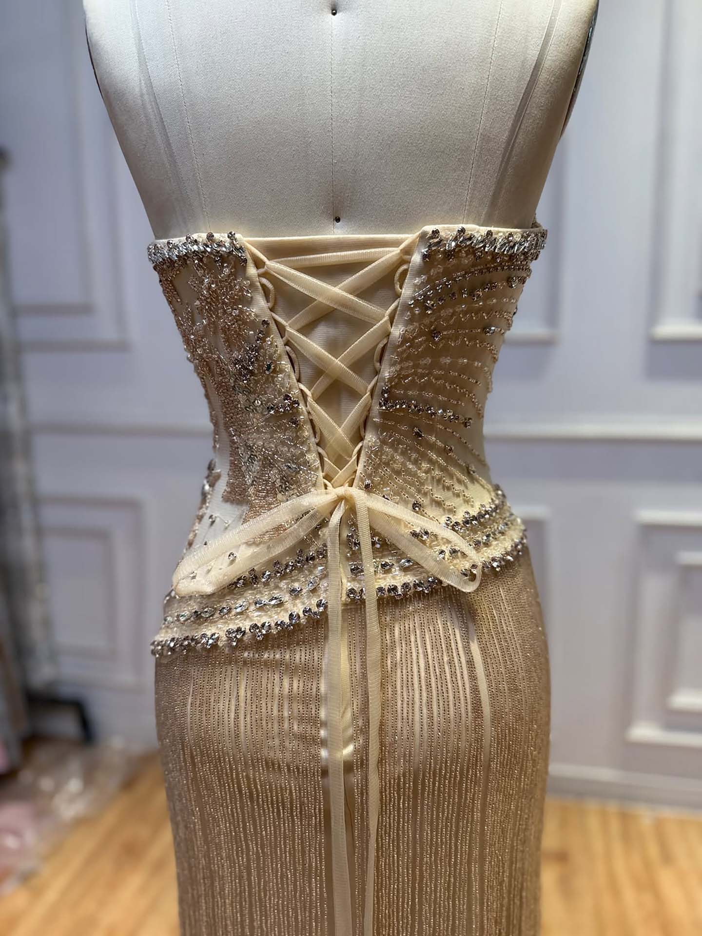 Luxury Tiffany  Sweetheart Beaded Fringe Evening Dress LA73800