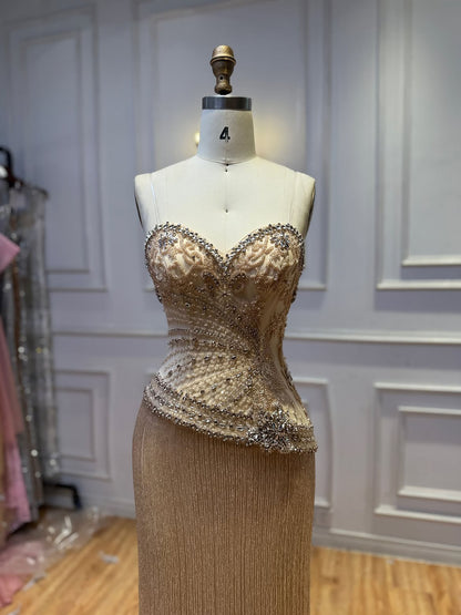 Luxury Tiffany  Sweetheart Beaded Fringe Evening Dress LA73800