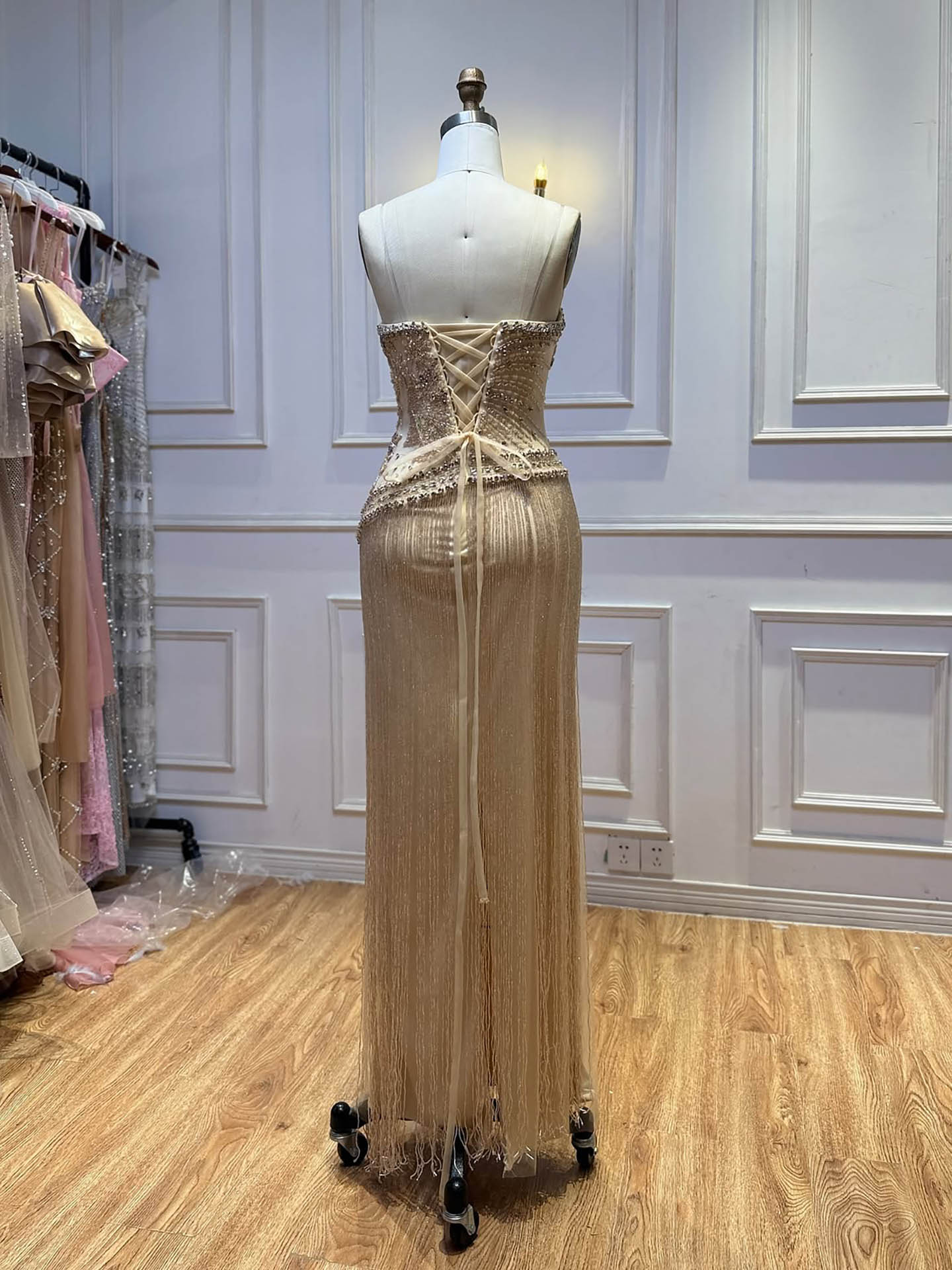 Luxury Tiffany  Sweetheart Beaded Fringe Evening Dress LA73800