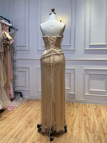 Luxury Tiffany  Sweetheart Beaded Fringe Evening Dress LA73800
