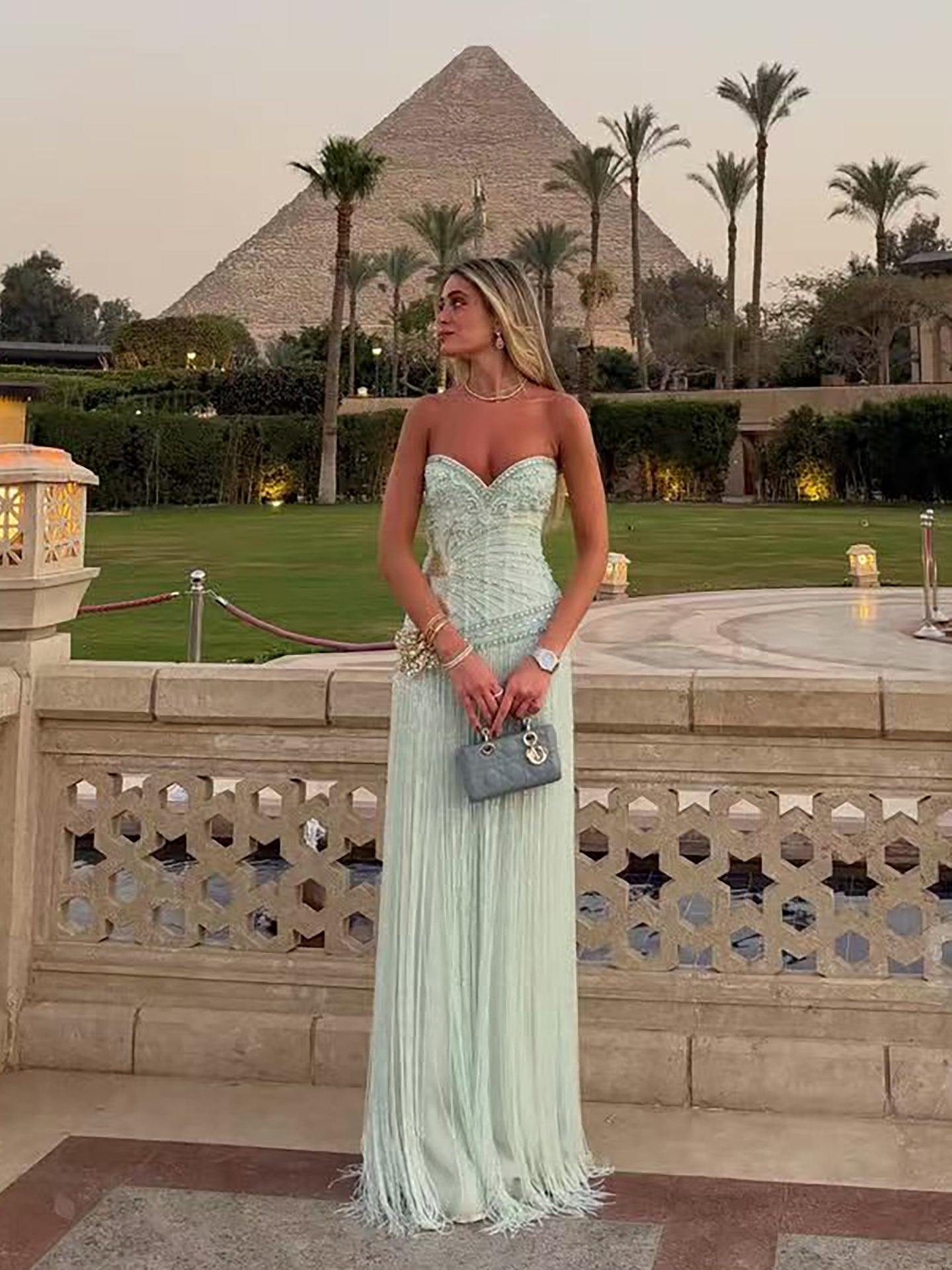 Luxury Sage Green Sweetheart Beaded Fringe Evening Dress LA73800 SERENE HILL