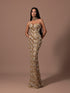 Luxury Gold Crystals Strapless Mermaid Gown with Choker LA73806 SERENE HILL