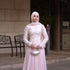 Luxury Pink High Neck 3D Floral Long Sleeve Muslim Wedding Dress LA73814 SERENE HILL