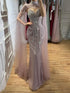 Luxury Pink Crystal Beaded Mermaid Evening Dress with Cape LA73822 SERENE HILL