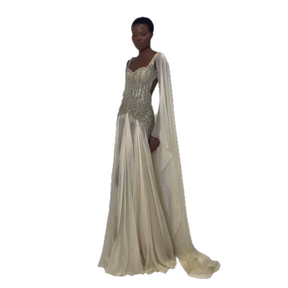 Luxury Yellow Beaded A Line Evening Dress with Cape LA73836 SERENE HILL