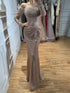 Luxury Rose Gold Strapless Peplum Lace Up Shimmering Mermaid Dress LA73725 SERENE HILL