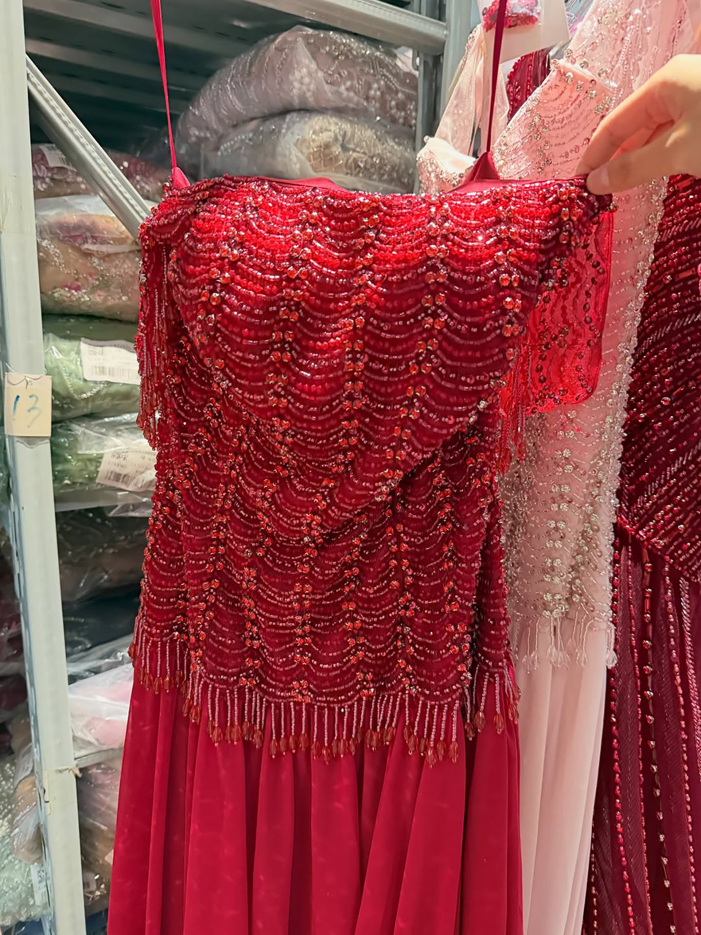 Luxury Pink Off The Shoulder Beaded Tassel Lace Up A Line Dress LA73842 SERENE HILL