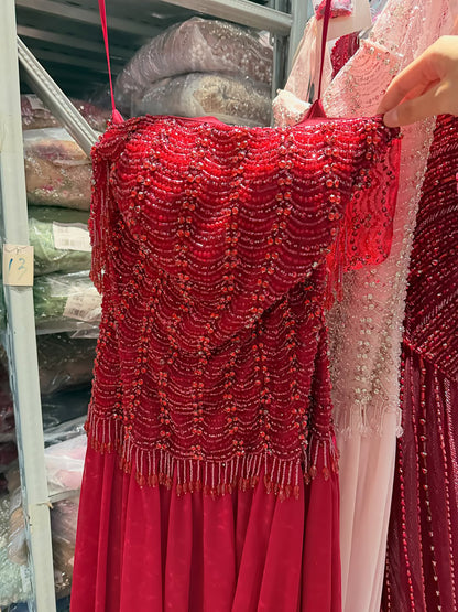 Luxury Pink Off The Shoulder Beaded Tassel Lace Up A Line Dress LA73842 SERENE HILL