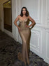 Luxury Gold Plunging Sweetheart Ruched Fitted Mermaid Dress LA73846 SERENE HILL