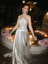 Luxury Silver Halter Beaded Shimmering Fringe Gown LA73856 SERENE HILL