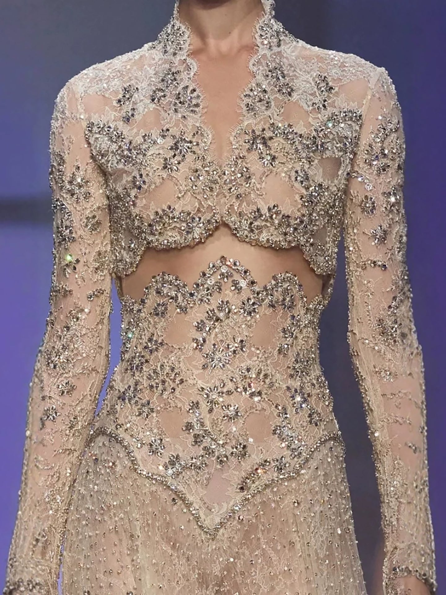 Luxury Nude High Neck Cut Out Beaded Lace A-Line Dress LA73857 SERENE HILL