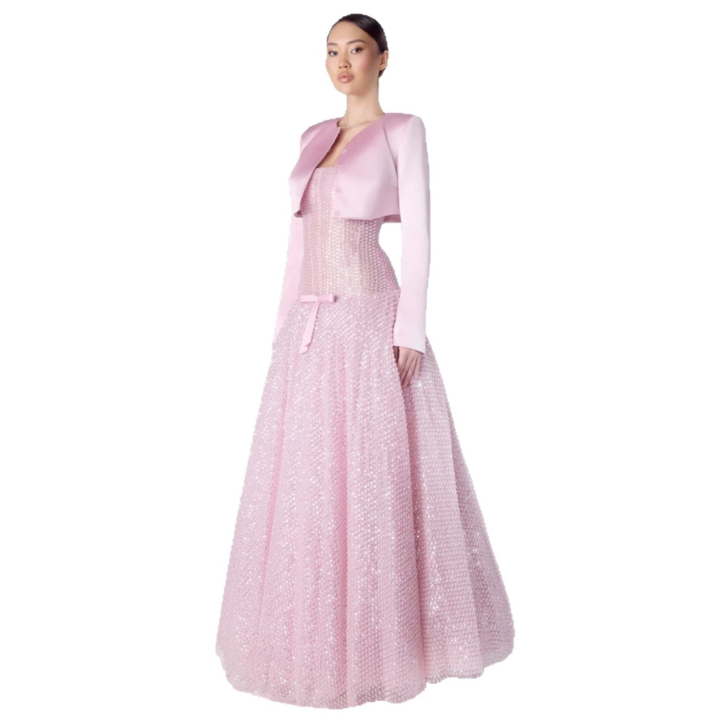 Luxury Pink Beaded Strapless A Line Evening Dress with Jacket LA73876 SERENE HILL