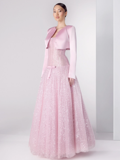 Luxury Pink Beaded Strapless A Line Evening Dress with Jacket LA73876 SERENE HILL