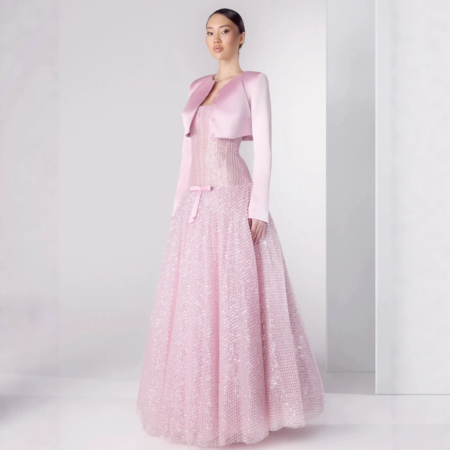 Luxury Pink Beaded Strapless A Line Evening Dress with Jacket LA73876 SERENE HILL