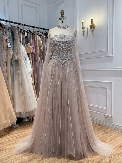 Luxury Pink High Neck Crystal Beaded A Line Evening Dress LA73885 SERENE HILL