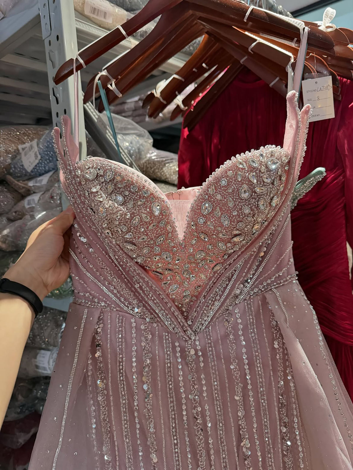 Luxury Nude Crystals Beaded Mermaid Evening Dress LA73892