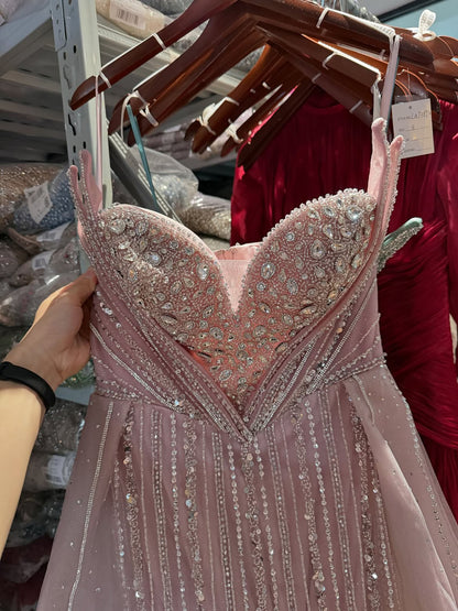 Luxury Nude Crystals Beaded Mermaid Evening Dress LA73892