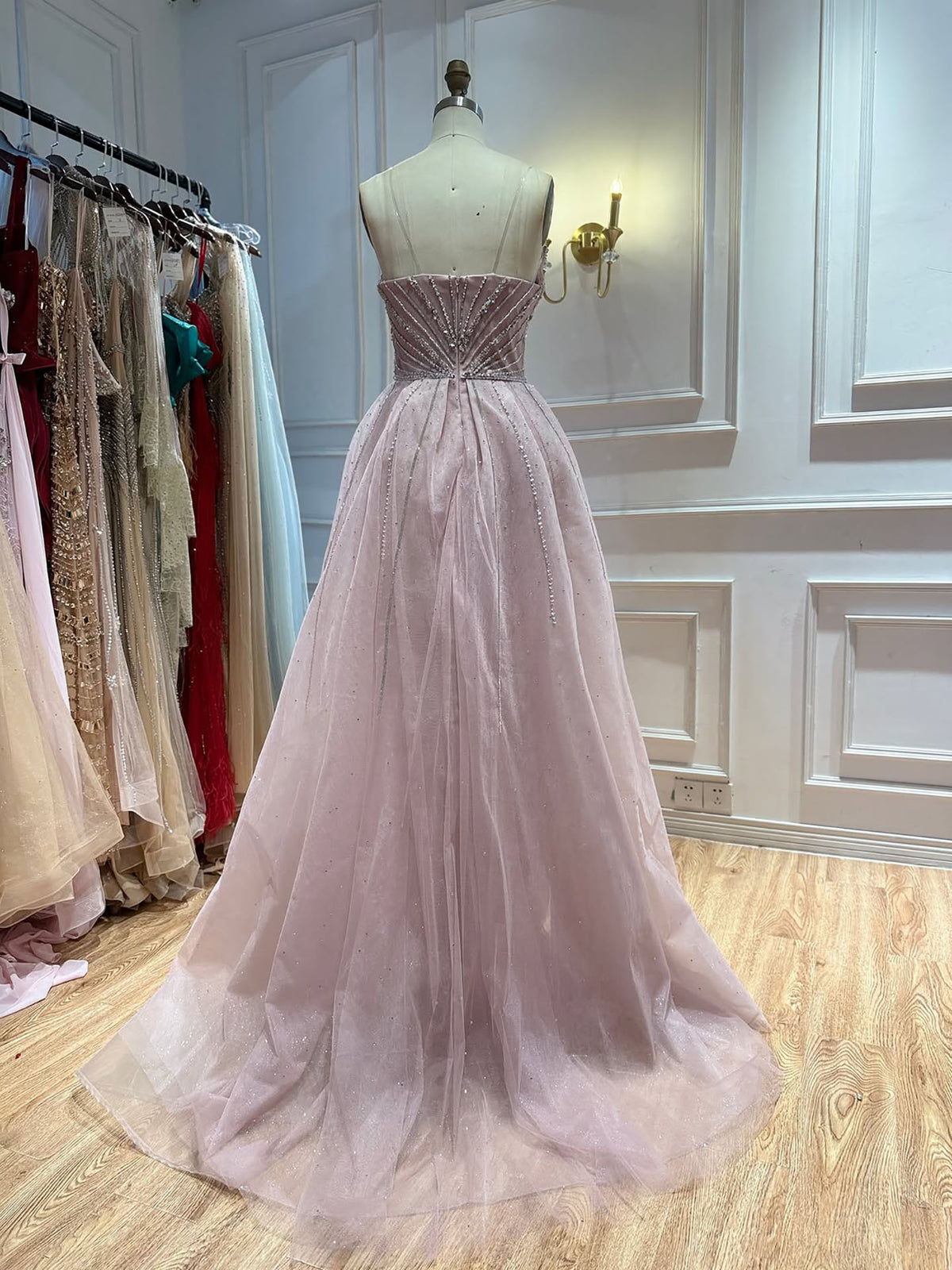 Luxury Nude Crystals Beaded Mermaid Evening Dress LA73892