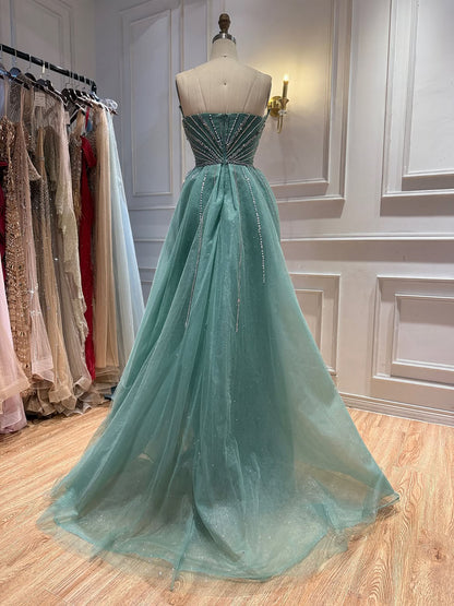 Luxury Nude Crystals Beaded Mermaid Evening Dress LA73892