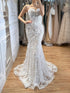Luxury White Beaded Floral Lace Appliques Mermaid Wedding Dress LA73900 SERENE HILL
