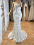 Luxury White 3D Floral Lace Strapless Mermaid Wedding Dress LA73901 SERENE HILL
