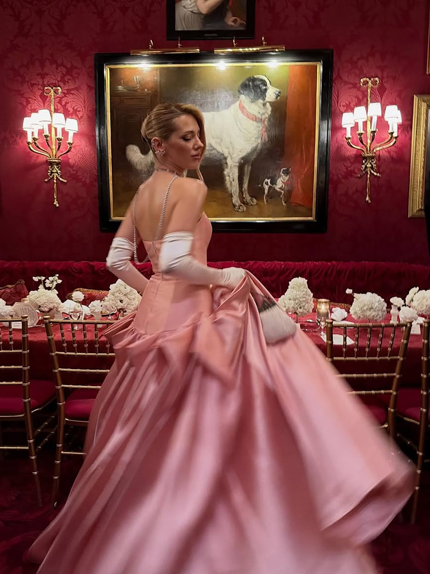 Luxury Pink Strapless Draped Satin A Line Evening Dress LA73907 SERENE HILL