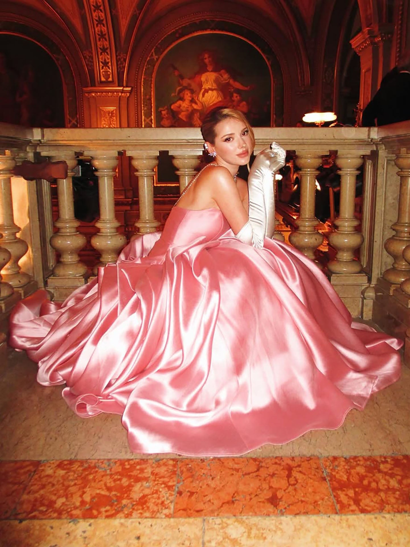 Luxury Pink Strapless Draped Satin A Line Evening Dress LA73907 SERENE HILL