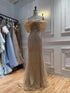 Luxury Nude Off Shoulder Crystal Beaded Mermaid Evening Dress LA73910 SERENE HILL
