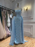 Luxury Blue Crystal Beaded Mermaid Dress With Overskirt LA73913 SERENE HILL