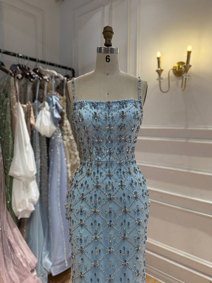 Luxury Blue Crystal Beaded Mermaid Dress With Overskirt LA73913 SERENE HILL