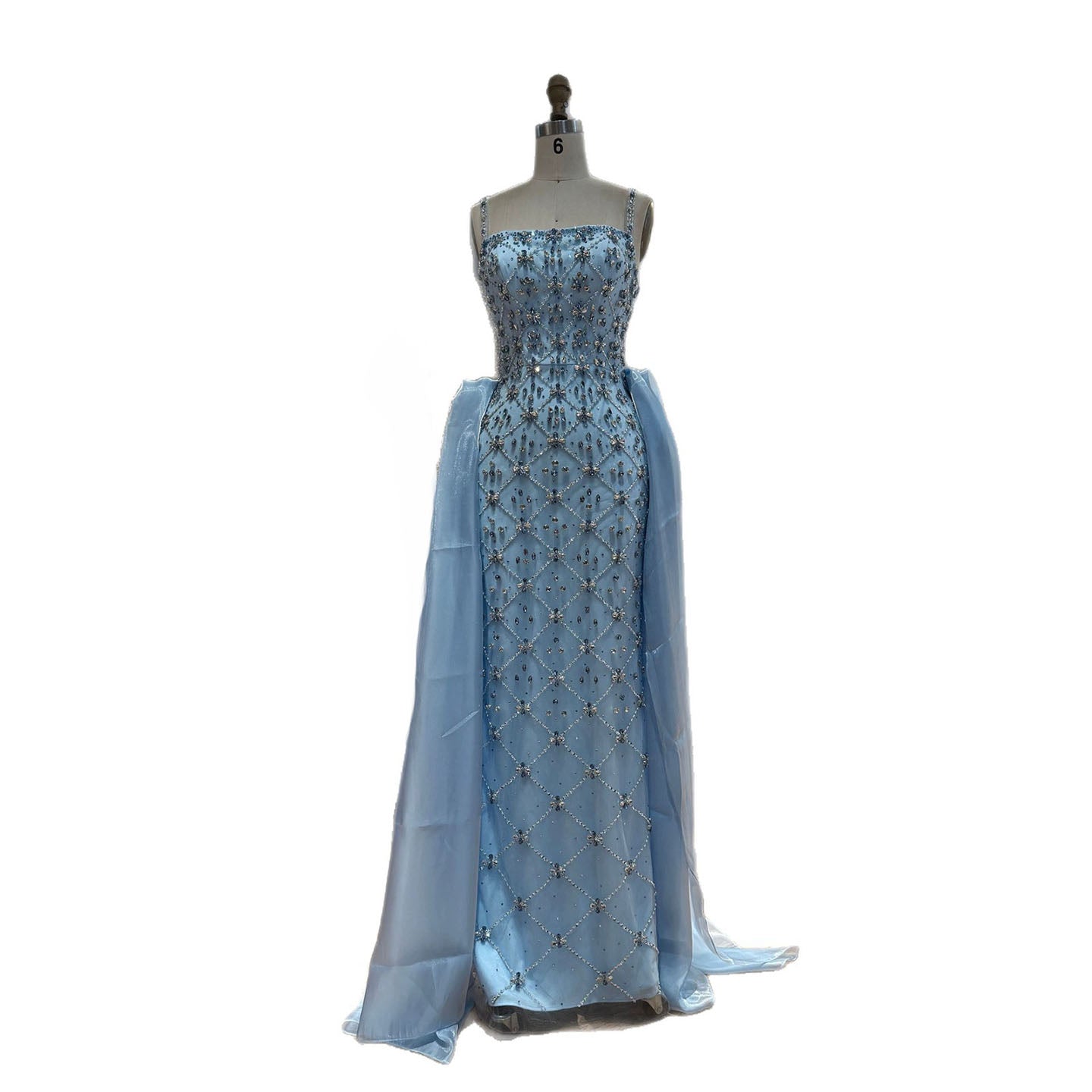 Luxury Blue Crystal Beaded Mermaid Dress With Overskirt LA73913 SERENE HILL