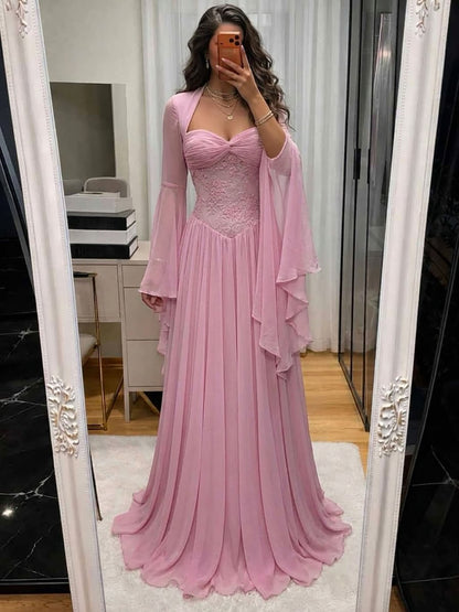 Luxury Yellow Lace Beaded Corset Chiffon A-Line Dress LA73917