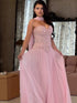 Luxury Pink Crystal Beaded Corset Chiffon A-Line Dress LA73918 SERENE HILL