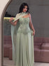 Luxury Sage Green Beaded Corset Chiffon A Line Dress LA73920 SERENE HILL