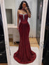 Luxury Wine Red Strapless Beaded Mermaid Evening Dress LA73922 SERENE HILL