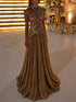 Luxury Gold High Neck Crystal Beaded A Line Dress LA73924 SERENE HILL