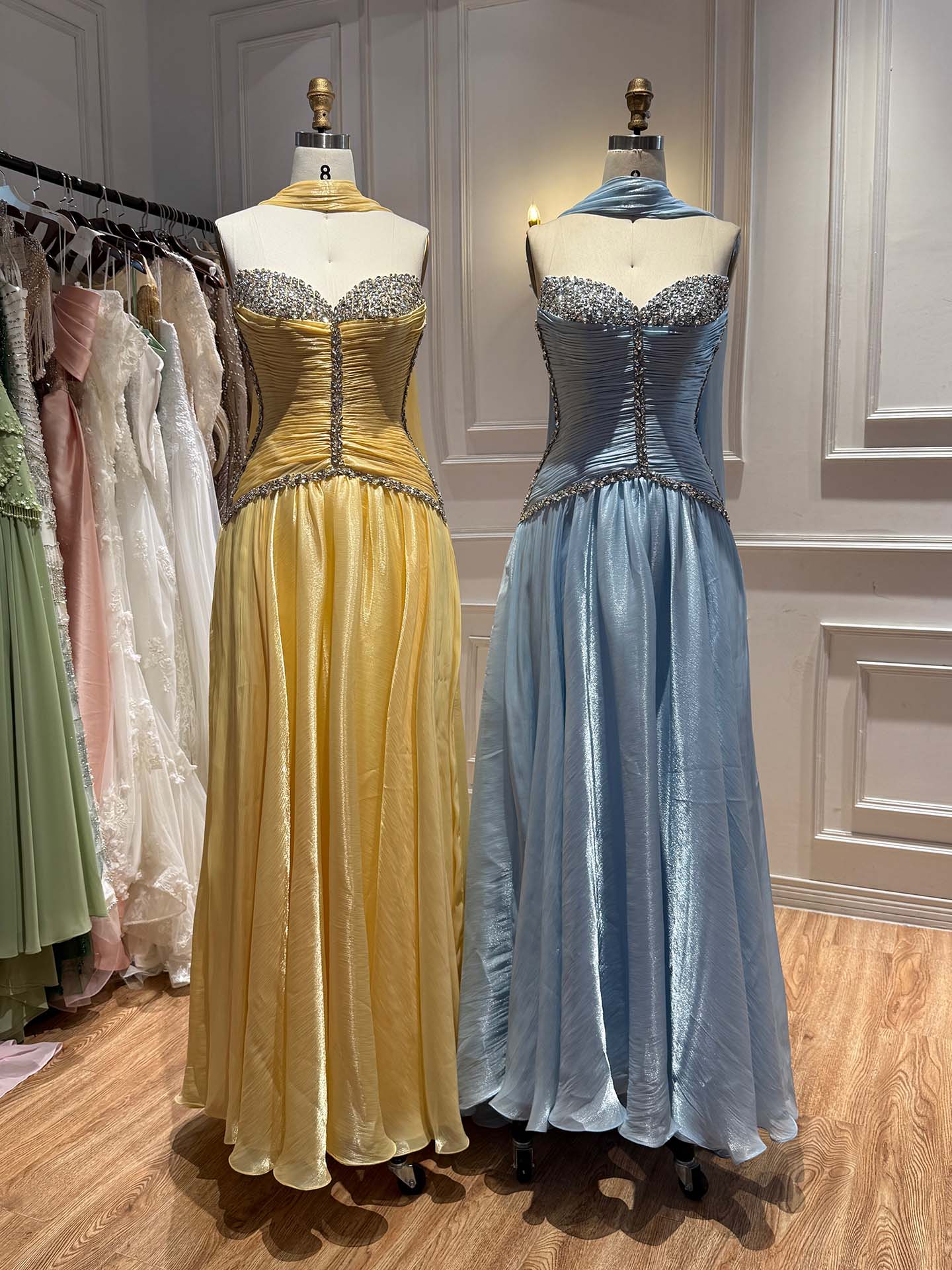 Luxury Yellow Crystal Beaded Strapless A-Line Evening Dress LA73930 SERENE HILL