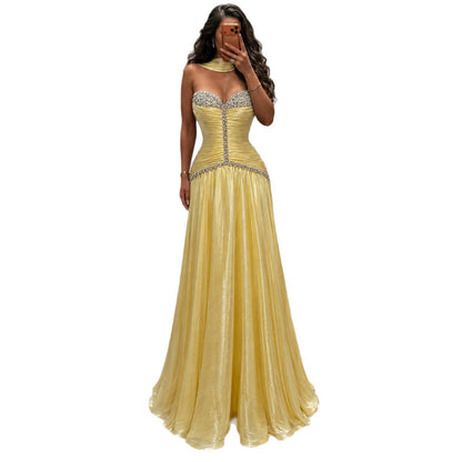 Luxury Yellow Crystal Beaded Strapless A-Line Evening Dress LA73930 SERENE HILL